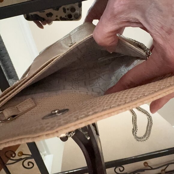 Danielle Nicole Envelope Crossbody Tan Faux Leather Studded with Chain Strap - Picture 10 of 13